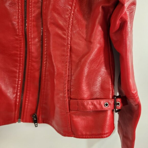 SPYM Faux Leather Moto Jacket Red Size Medium NWT - Picture 3 of 12
